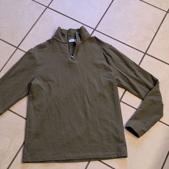 Daniel Hechter Paris Pullover sweater Olive Green zip neck soft cotton size S - Picture 2 of 7